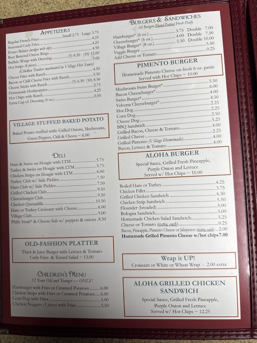 Village Restaurant Menu - Image 2
