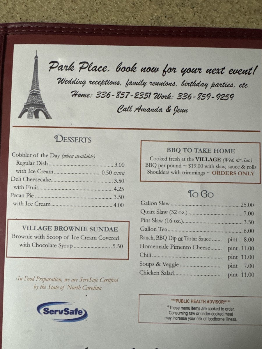 Village Restaurant Menu - Image 4
